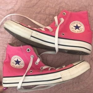 Pink high top converse